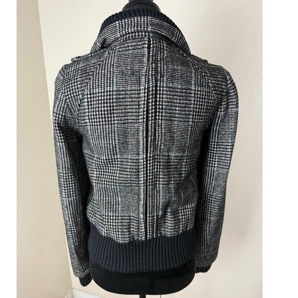 ZARA Plaid Houndstooth Tweed Bomber Jacket - Size XS - Picture 3 of 8